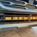 grey subaru outback with amber daytime running lights led light bar off roading