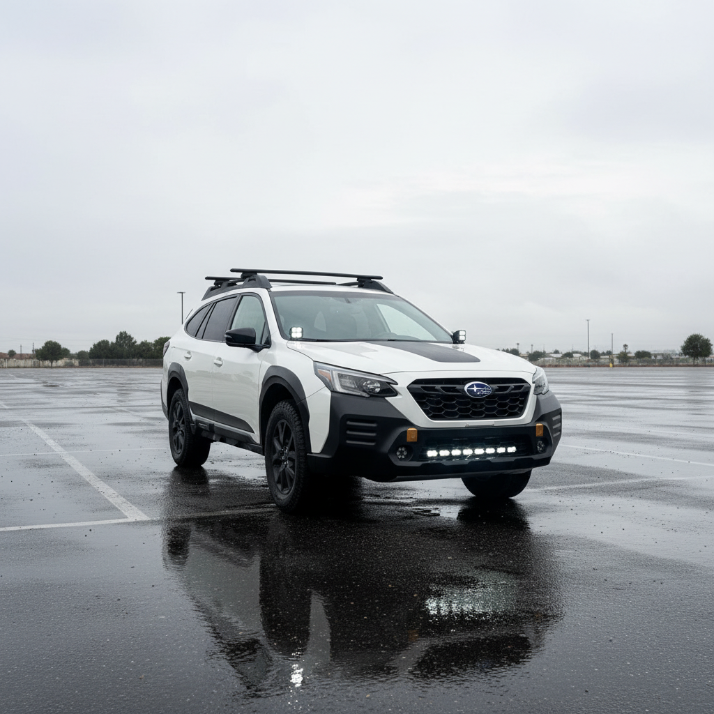 2020-2024 Subaru Outback PRO LED light bar product graphic with beam detail