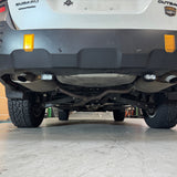 Subaru Outback reverse light kit installed on 2020-2024 Outback rear bumper showing bright LED reverse pods