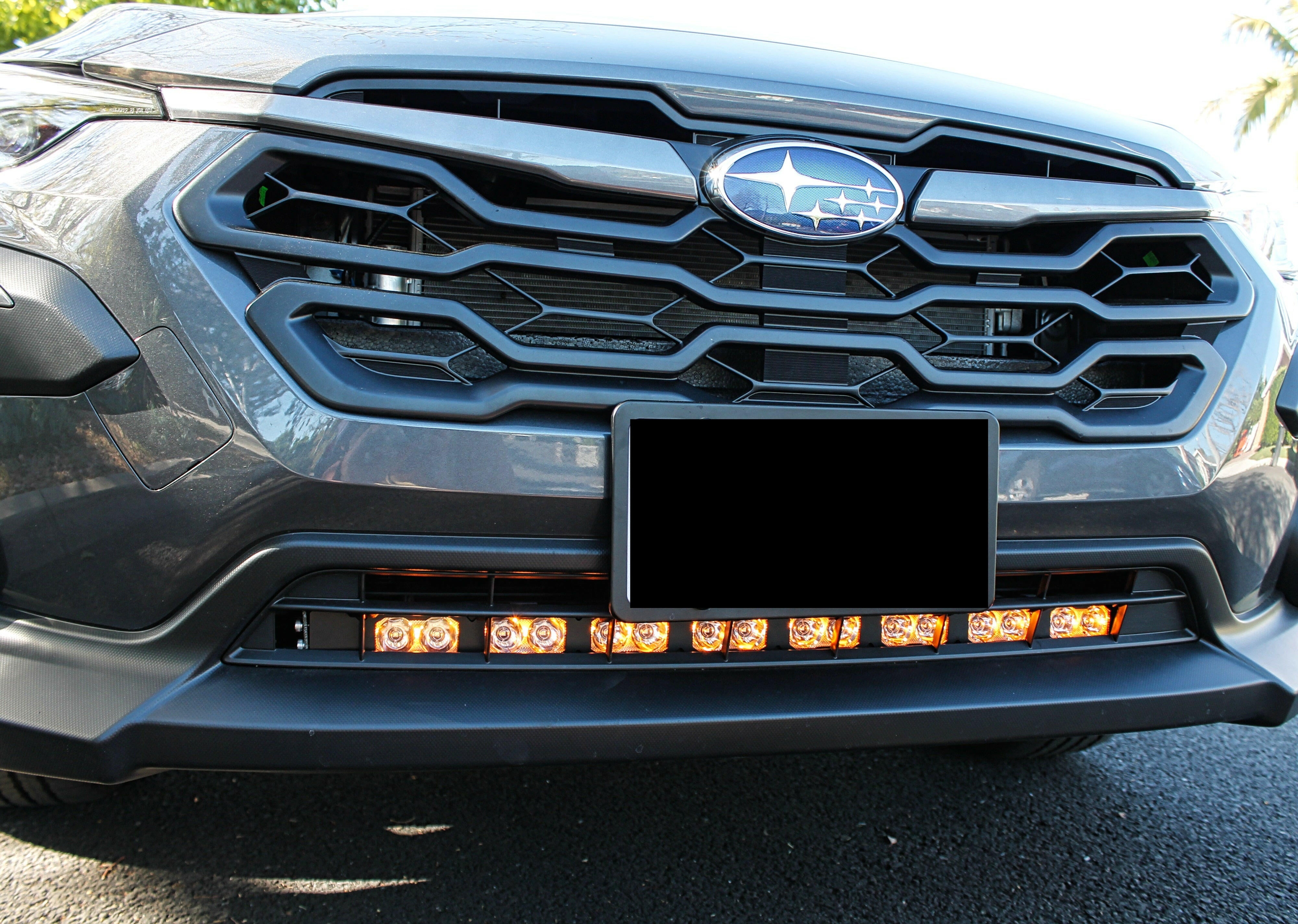 gray subaru crosstrek led light bar amber drl off roading