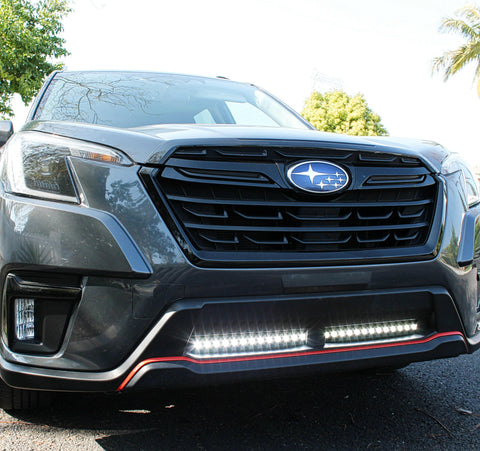 grey subaru forester white led light bar off roading