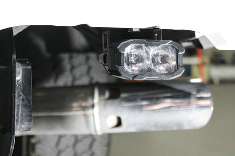 close up view of LED light pod used as a reverse light kit for the 2023 ford superduty