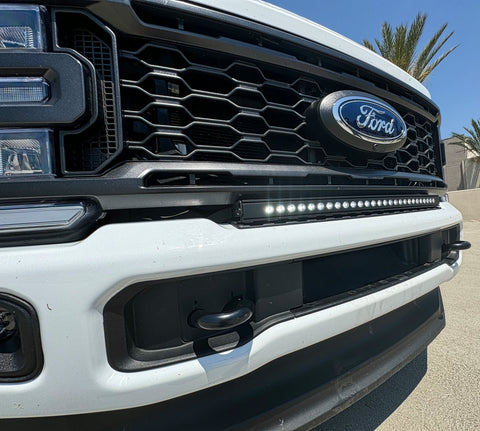 white 2023 2024 Ford F250/350/450 Superduty Single 30in curved Light Bar by M&R automotive