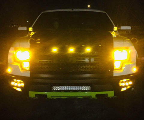 2010-2014 Ford Raptor Gen 1 Dual Function Fog Light Kit with amber DRL installed, upgraded Ford Raptor Gen 1 fog light system