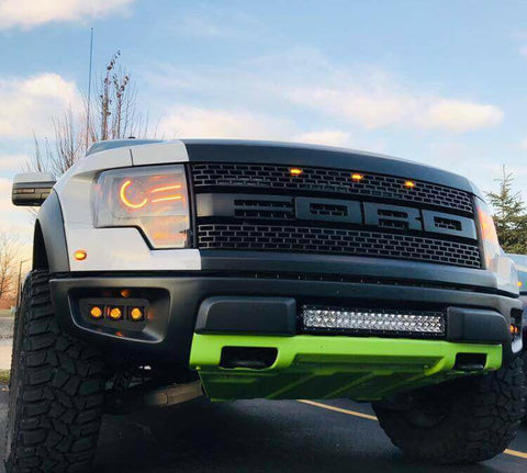 2010-2014 Ford Raptor Gen 1 Dual Function Fog Light Kit with amber DRL – Ford Raptor Gen 1 fog light upgrade installed in front bumper