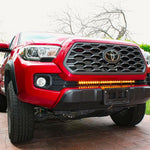 2016 2017 2018 2019 red Toyota Tacoma with one amber 30in Light Bar