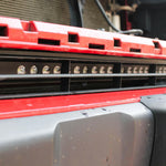 2020 2021 2022 2023 upclose red Toyota Tacoma with one 30in Light Bar