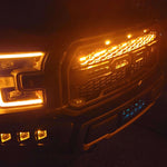 ford raptor generation 2 with 1 amber 40in behind the grille light bar