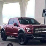 2017-2020 red Ford truck equipped with Ford Raptor Gen 2 Light Bars dual 40s LED grille light bar kit