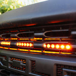 2019 2020 2021 blue chevrolet Silverado one amber 30in light bar behind the grille M&R Automotive