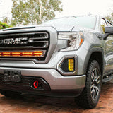 2019 2020 2021 2022 2023 gray GMC Sierra 1500 with one amber 40in Light Bar behind the grille