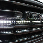 2019 2020 2021 2022 2023 gray GMC Sierra 1500 with one white 40in Light Bar behind the grille