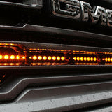 2019 2020 2021 2022 2023 gray GMC Sierra 1500 with one amber 40in Light Bar behind the grille