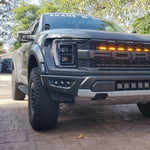 gray 2021 2022 2023 ford raptor generation 3 with one amber light bar behind the grille 