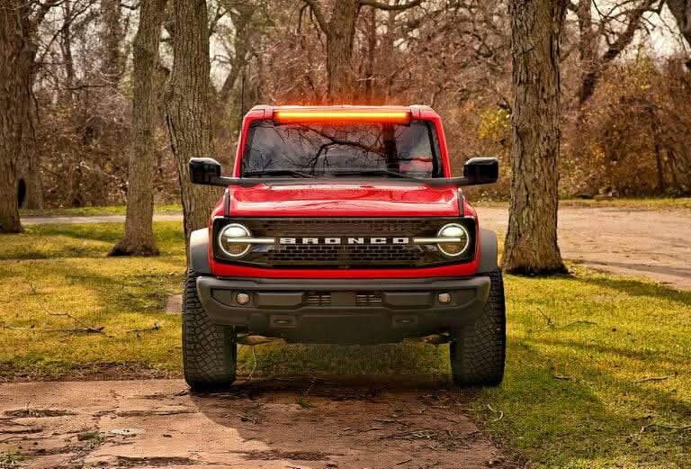 2021 2022 2023 red ford bronco with amber 40in roof light bar M&R Automotive