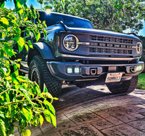 2021 2022 2023 gray Ford Bronco Capable Bumper with two white 40watt Fog Light pods - M&R Automotive