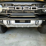 2021 2022 2023 black Ford Bronco Modular Bumper with one 30in Light Bar on top of bumper and dv8 bullbar- M&R Automotive