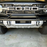 2021 2022 2023 black Ford Bronco Modular Bumper with one 30in Light Bar on top of bumper and dv8 bullbar- M&R Automotive