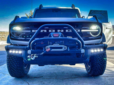 2021 2022 2023 2024 blue ford bronco modular bumper white fog light kit