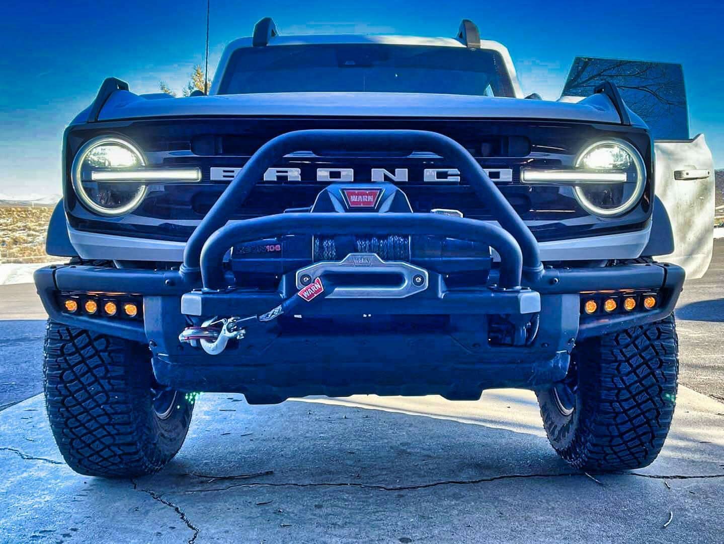 2021 2022 2023 2024 blue ford bronco modular bumper amber fog light kit