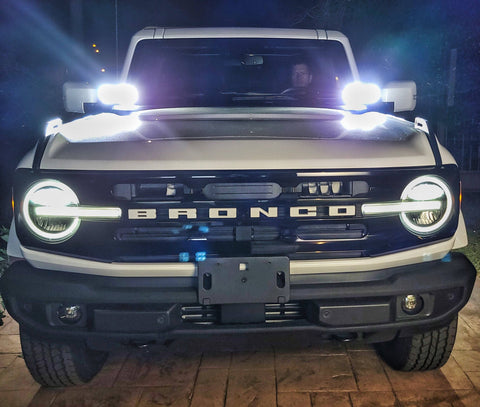 2021 2022 2023 white ford bronco with four white 40watt light pods ditch lights- M&R Automotive