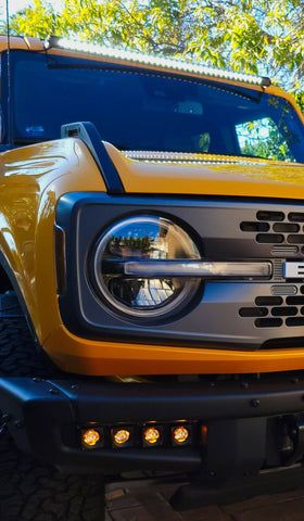 2021 2022 2023 2024 cyber orange ford bronco modular bumper amber fog light kit