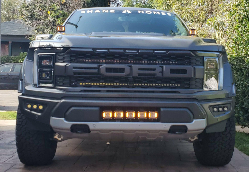 2021 2022 2023 ford raptor generation 3 with center bumper off roading light kit amber