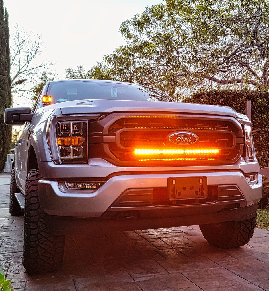 2021 2022 202 ford f150 behind grille amber 30in light bar