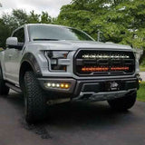 2017-2020 truck front view showcasing Ford Raptor Gen 2 Light Bars dual 40s LED grille mounted, no-drill bolt-on install