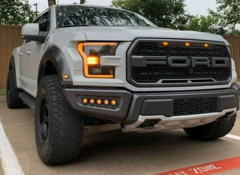 white ford raptor 2017 2018 with off roading fog light kits 20watt square light pods