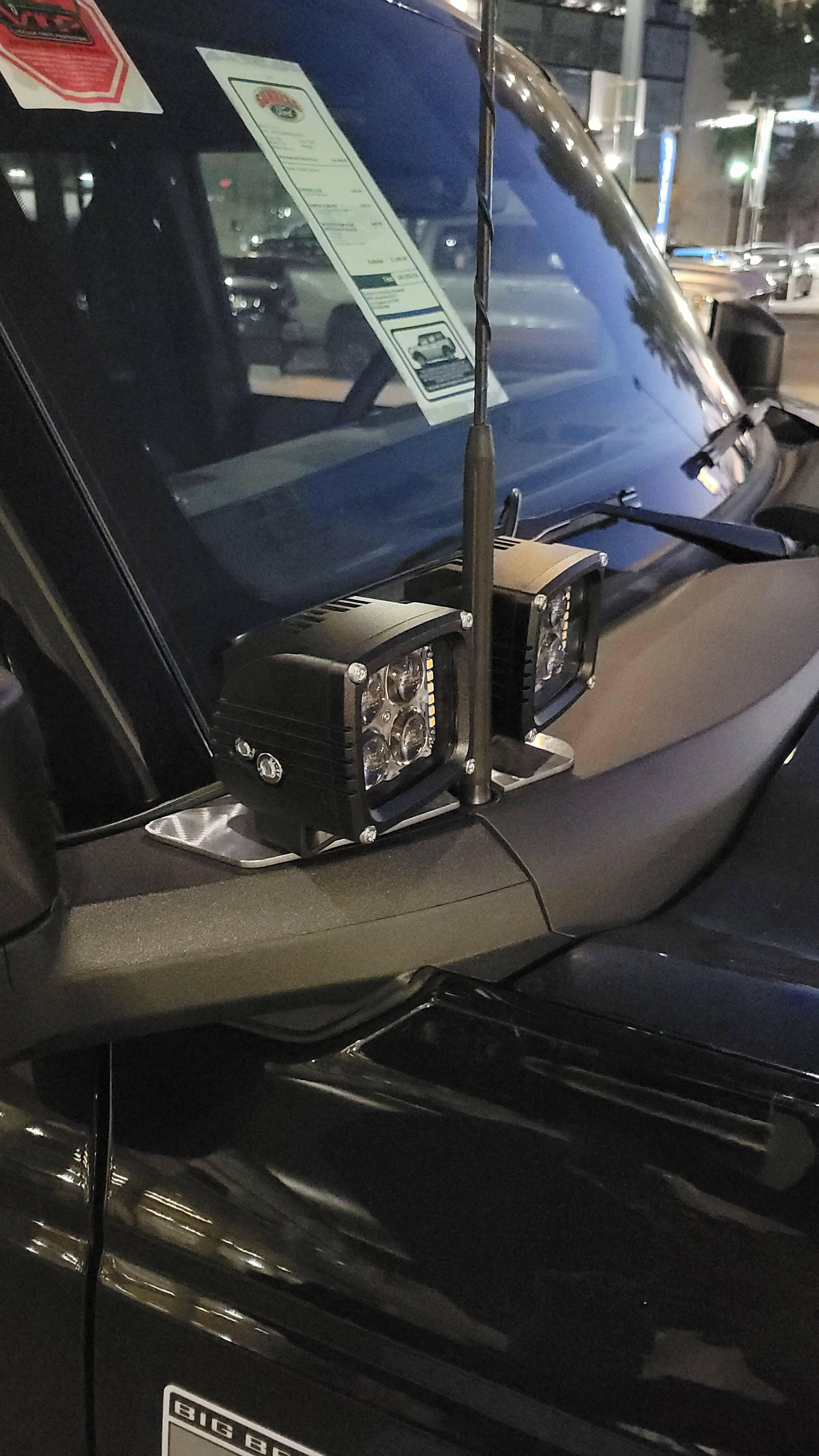 ford bronco hood mount kit with two 40watt light pods ditch lights