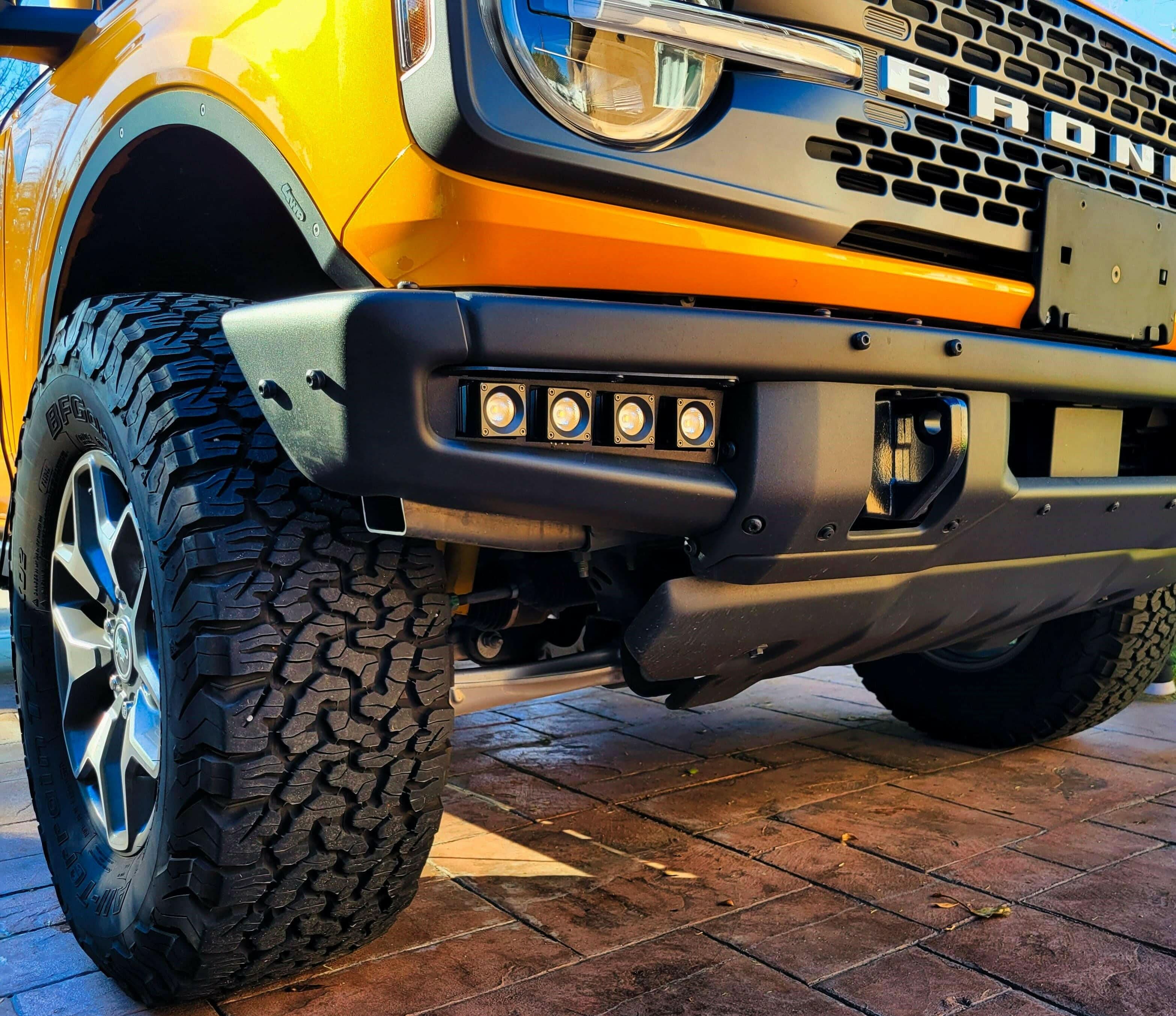 2021 2022 2023 2024 cyber orange ford bronco modular bumper dual function fog light kit