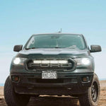 2019 2020 2021 2022 black ford ranger with one white 30in light bar behind the grille