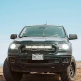 2019 2020 2021 2022 black ford ranger with one white 30in light bar behind the grille