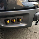 2010-2014 Ford Raptor Gen 1 Dual Function Fog Light Kit with amber DRL pods installed, Ford Raptor Gen 1 fog light on front bumper