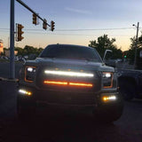2017-2020 Ford Raptor Gen 2 Light Bars installed on front grille, slim dual 40s LED light bars for Ford Raptor Gen 2