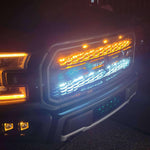 ford raptor generation 2 with 2 40in behind the grille light bars color amber in the dark