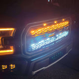 ford raptor generation 2 with 2 40in behind the grille light bars color amber in the dark