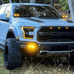 white ford raptor 2017 2018 with off roading 40watt square amber ditch lights 