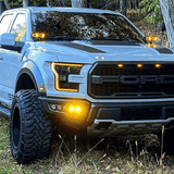white ford raptor 2017 2018 with off roading 40watt square amber ditch lights 