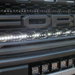 2021 2022 2023 ford raptor generation 3 with one white light bar behind the grille 