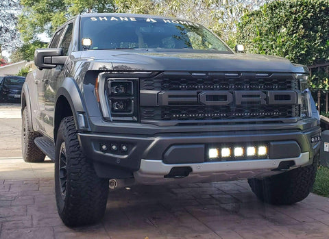 2021 2022 2023 ford raptor generation 3 with center bumper off roading light kit white