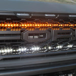 u[ close view of 2021 22021 2022 2023 ford raptor generation 3 grille with off roading light bars behind