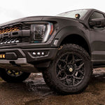 black 2021 2022 2023 ford raptor generation 3 standing on water with off road fog light kit