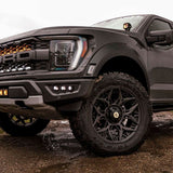 black 2021 2022 2023 ford raptor generation 3 standing on water with off road fog light kit