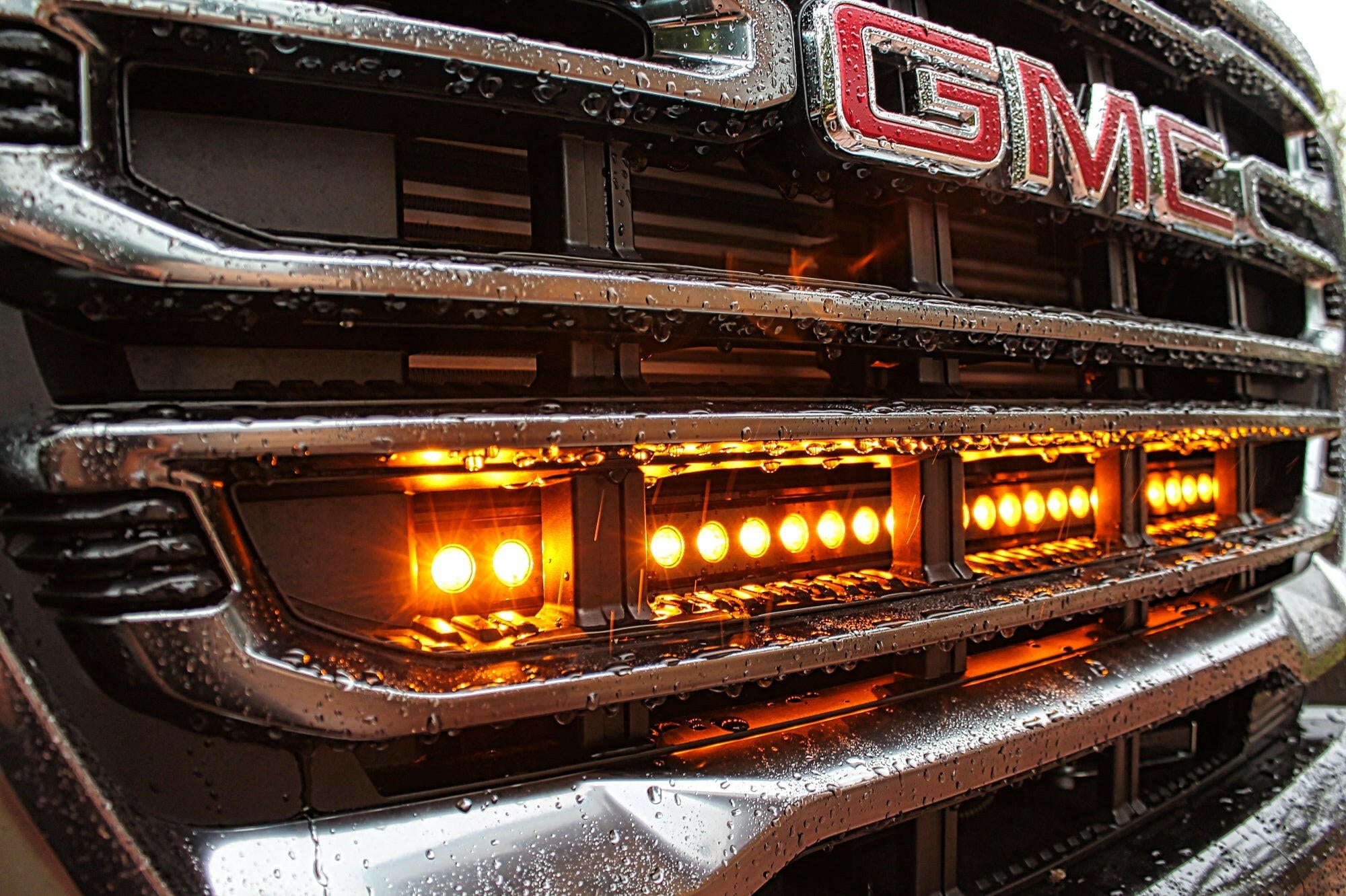 2021 2022 2023 GMC Canyon one amber 30in Light Bar behind the grille M&R Automotive