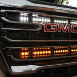 2021 2022 2023 GMC Canyon two 30in light bars behind grille color white and amber by M&R Automotive