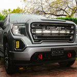 2019 2020 2021 2022 2023 gray GMC Sierra 1500 with one white 40in Light Bar behind the grille