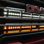 2020 2021 2022 2023 GMC Sierra 2500 and 3500HD two 40in Light Bars behind the grille color amber and white 