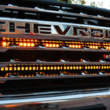 2020 2021 2022 2023 Chevrolet Silverado 2500/3500HD two amber 40in light bars behind grille- M&R Automotive